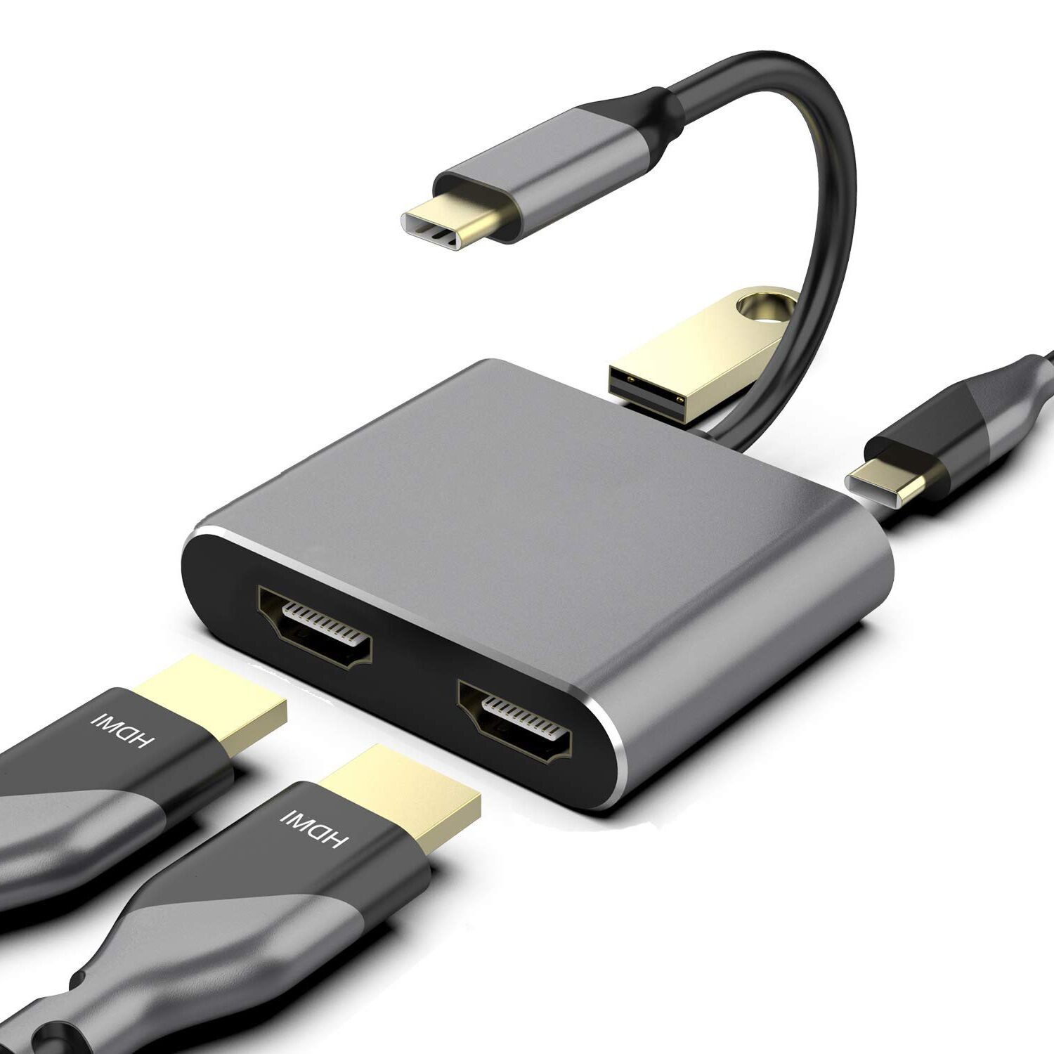USB C to DUAL HDMI+PD+USB2.0 Adapter
